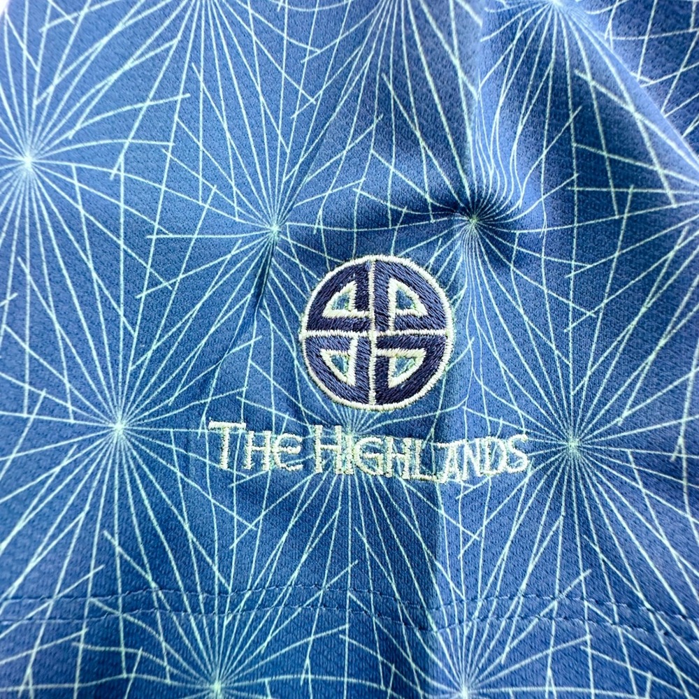 Nike Golf Mens Large Blue Geometric Starburst Fit Dry Short Sleeve Polo Shirt - Picture 5 of 11